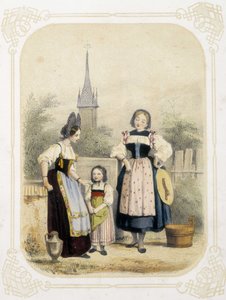 Deux femmes et une fille en Suisse - dans « Album du jeune voyageur », illustré par Louis Lassalle