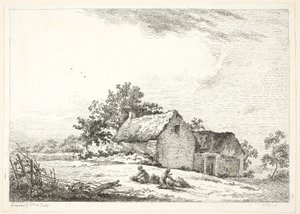 Scène de ferme avec des garçons ramassant du bois - Louis Simon Lempereur