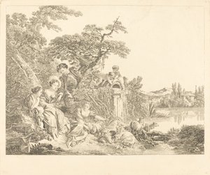Les présents du berger - Louis Simon Lempereur after François Boucher