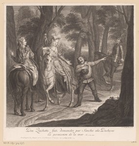 Don Quichotte fait demander par Sancho à la Duchesse la permission de la voir