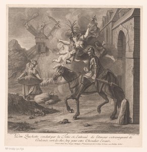 Don Quichotte quitte sa maison accompagné par la Folie pour devenir chevalier errant - Louis Surugue