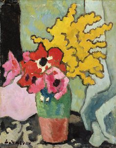 Anémones et mimosa