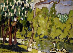 Bateaux sur le lac dans le Bois de Boulogne - Louis Valtat
