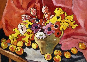 Cruche, anémones, tulipes et pommes - Louis Valtat