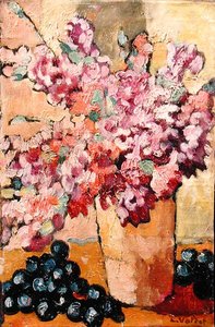Nature morte avec fleurs et raisins noirs - Louis Valtat