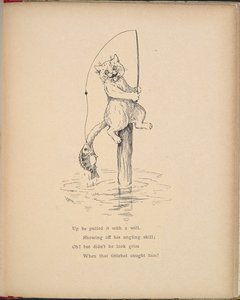 Un chat pêchant avec une canne à pêche - Louis Wain
