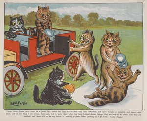 Chats préparant un pique-nique - Louis Wain