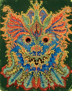 Kaleidoscope de chats : motif de chats sur fond vert - Louis Wain