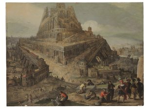 Le roi Nimrod ordonnant la construction de la tour de Babel - Louis de (circle of) Caullery