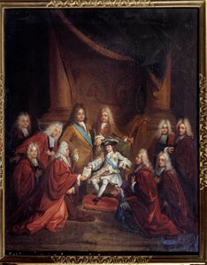 Le roi Louis XV (1710-1774) enfant accordant des lettres de noblesse au corps de la ville en 1716 - Louis de Boullogne