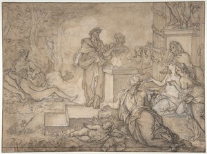 Sacrifice offert devant une statue de Jupiter, 17ème siècle - Louis de Boullogne