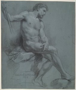 Homme nu assis de profil
