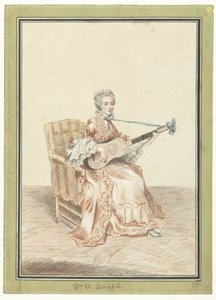 Portrait de Madame de Montainville jouant de la guitare - Louis de Carmontelle