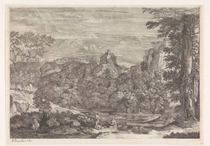 Landschap met drie monniken - Louis de Châtillon