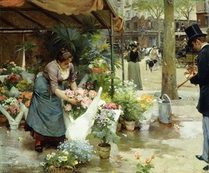 Un marché aux fleurs à Paris - Louis de Schryver