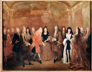 Le roi de France Louis XIV reçoit le prince Frédéric Auguste Ier au château de Fontainebleau - Louis de Silvestre