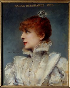 Portrait de Henriette Rosine Bernard dit Sarah Bernhardt, sociétaire de la Comédie Française. Peinture par Louise Abbema - Louise Abbéma