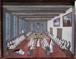 Nonnes dans le réfectoire de l