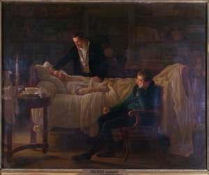 Marie François Xavier Bichat (1771-1802) mourant entouré des docteurs Esparon et Philibert Joseph Roux (1780-1854)