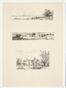 Feuille avec trois petits paysages - Louise Ravn Hansen