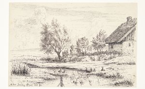 Paysage avec maison de paysan