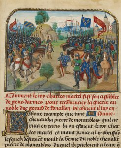 Les armées de France et de Bourgogne avec Martel en prière - Loyset Liedet