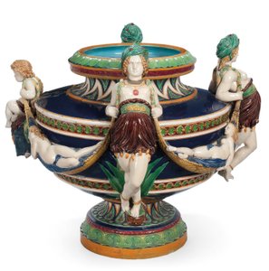 Grande jardinière en majolique Minton, vers 1870 - Ltd Mintons