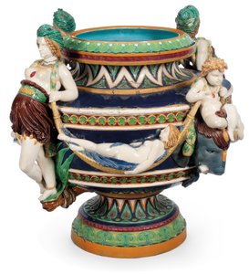 Grande jardinière en majolique Minton, vers 1870 - Ltd Mintons