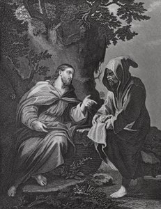 Christ tenté, Luc, Ch 4, vs 3-13 (gravure) - Luca (after) Giordano