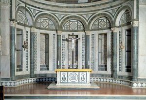 Abside en marbre et crucifix en terre cuite - Luca Della Robbia