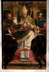 Gênes, Duomo (Cathédrale Saint-Laurent) : "Saint Gotthard entre Saint Paul et Saint Jacques et deux dévots agenouillés" (1571)