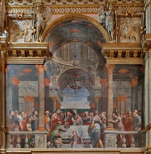 Gênes, Duomo (cathédrale Saint-Laurent), intérieur, chapelle Lercari ou chapelle du Saint-Sacrement (abside nord), côté nord : "La Présentation au Temple", fresque de Luca Cambiaso