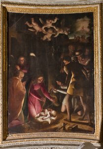Gênes, Duomo (Cathédrale Saint-Laurent), intérieur, Chapelle Lercari ou Chapelle du Saint-Sacrement (abside nord) : "Adoration des bergers", par Luca Cambiaso - Luca Cambiaso