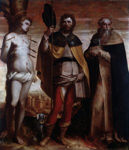 Saint Roch, Saint Sébastien et Saint Antoine le Grand - Luca Cambiaso