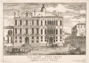 Planche 85 : Vue du palais Contarini à Campo San Trovaso, Venise, 1703, de La construction..., 1703 - Luca Carlevarijs