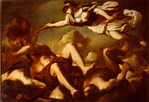 Minerve dans la lutte contre les Géants - Luca Giordano