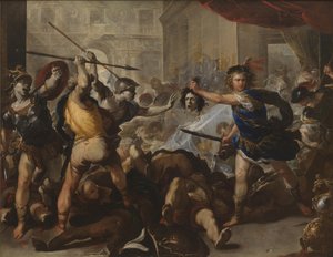 Persée transformant Phinée et ses partisans en pierre, début des années 1680 - Luca Giordano