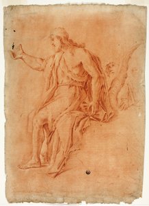 Saint Jean-Baptiste prêchant (recto); Nu masculin avec bras levés et esquisses de têtes (verso) - Luca Giordano
