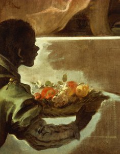 Serviteur présentant un panier de fruits (détail)