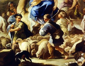 Moutons et bergers (détail) - Luca Giordano