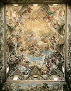 La Gloire céleste et le Triomphe des Habsbourg, du plafond au-dessus du grand escalier - Luca Giordano