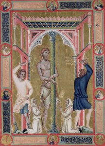 La Flagellation du Christ, tirée de la Mariegola de la Scuola di San Giovanni Evangelista de Venise - Luca di Paolo Veneziano