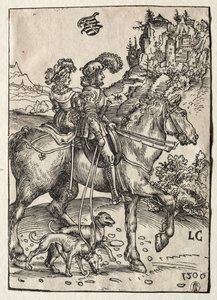 Un gentleman et une dame à cheval pour la chasse - Lucas Cranach