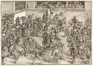 Le Deuxième Tournoi avec la Tapisserie de Samson et le Lion - Lucas Cranach