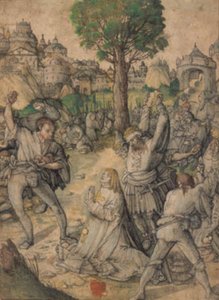 La lapidation de Saint Étienne devant la Porte Dorée de Jérusalem