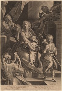 La Sainte Famille et deux anges - Lucas Kilian, after Bartholomaeus Spranger