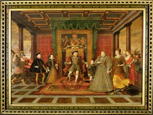La famille de Henri VIII : une allégorie de la succession Tudor, c.1572 - Lucas de Heere