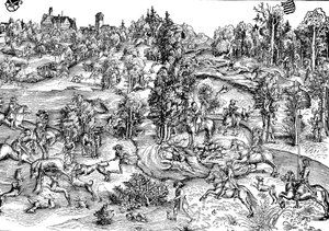 Chasse au cerf à la campagne - Lucas the Elder (after) Cranach