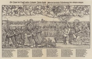 Frédéric III, électeur de Saxe et Martin Luther assistant au baptême du Christ - Lucas the Elder (after) Cranach