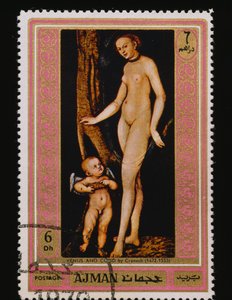 Timbre-poste série Peintures célèbres (Nus)